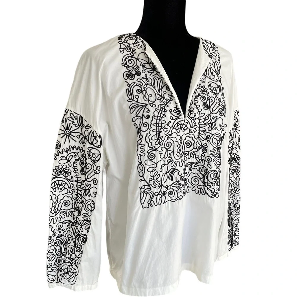 Tory Burch White Embroidered Top